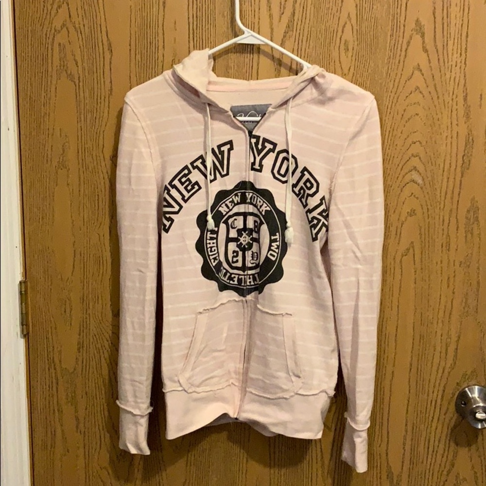 Vanity pink with white stripes sweatshirt